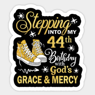 Stepping Into My 44th Birthday With God's Grace & Mercy Bday Sticker